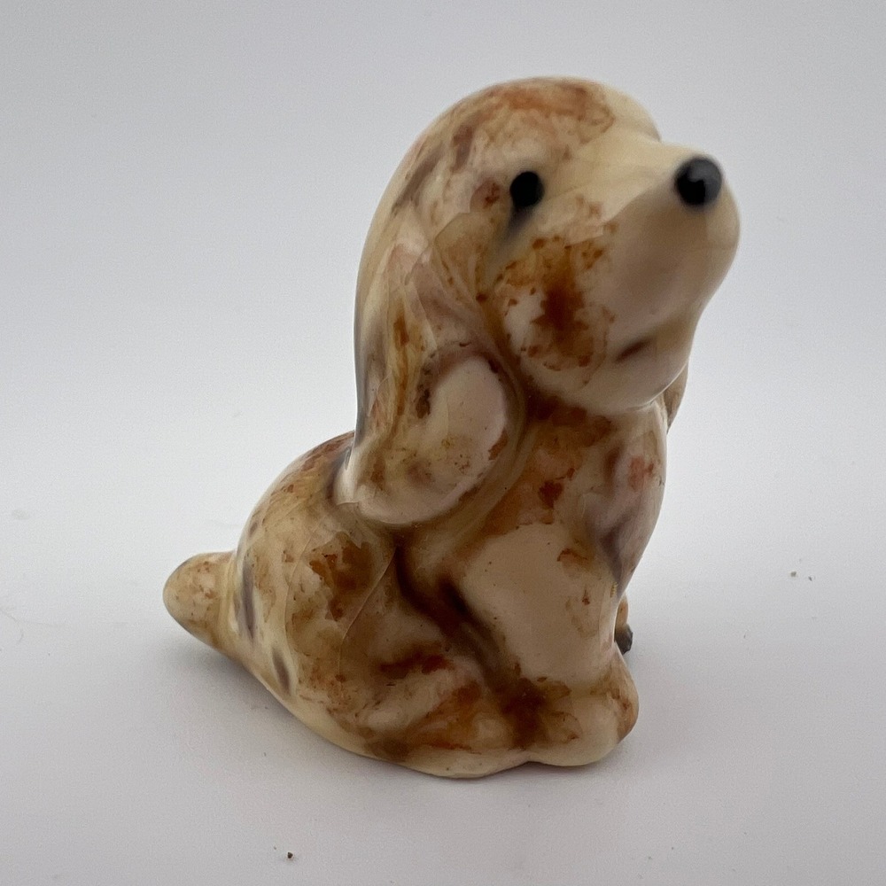 Vintage Glossy Crackle Ceramic Cocker Spaniel Dog Figurine 1.5"